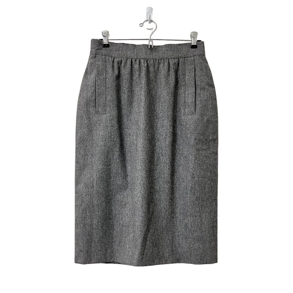 Vintage Escada Margaretha Ley Womens Gray Wool Cashmere Pencil Skirt Size 8